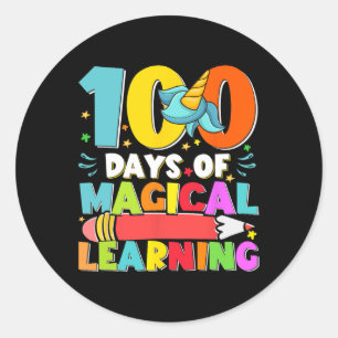 Days Magical Learning Kids Costume 100th Day Of Sc Classic Round Sticker