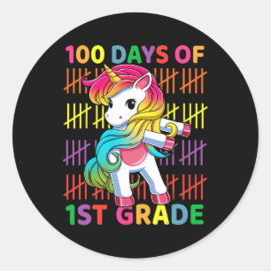 Days Of 1st Grade Unicorn Flossing 100th Day Of Sc Classic Round Sticker