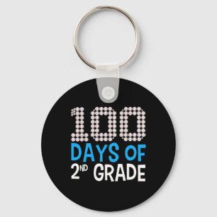 Days Of 2nd Grade Baseball Sport 100th Day Of Scho Key Ring