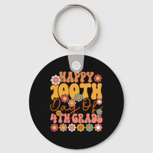 Days Of 4th Grade Cute Groovy Teacher Kids Girls B Key Ring