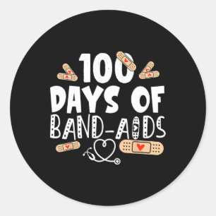 Days Of Band-aids - School Nurse 100 Days Of Schoo Classic Round Sticker