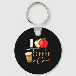 Days Of Coffee And Chaos Fun 100th Day School Teac Key Ring