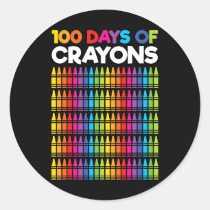 Days Of Crayons For Girls Kids 100th Day Of School Classic Round Sticker