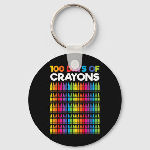 Days Of Crayons For Girls Kids 100th Day Of School Key Ring