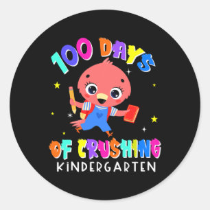 Days Of Crushing Kindergarten Flamingo Fun Student Classic Round Sticker