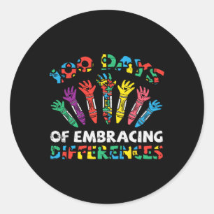 Days Of Embracing Autism 100th Day School Sped Tea Classic Round Sticker