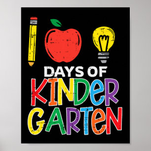 Days Of Kindergarten Apple 100th Day Teacher Poster