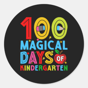 Days Of Kindergarten Happy 100th Day Of School Classic Round Sticker