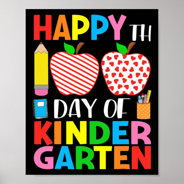 Days Of Kindergarten Teacher And Student Hearts St Poster (Front)