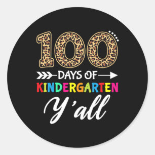 Days Of Kindergarten Y'all Teacher Student Leopard Classic Round Sticker