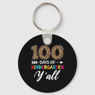 Days Of Kindergarten Y'all Teacher Student Leopard Key Ring