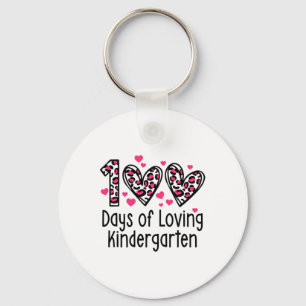 Days Of Loving Kindergarten Heart 100th Day Of Sch Key Ring
