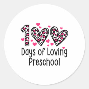 Days Of Loving Preschool Heart 100th Day Of School Classic Round Sticker