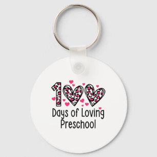 Days Of Loving Preschool Heart 100th Day Of School Key Ring