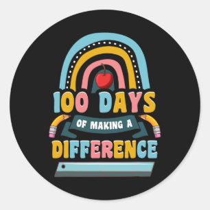 Days Of Making A Difference Rainbow Kids Teacher S Classic Round Sticker