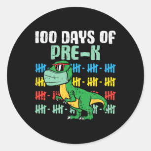 Days Of Pre-k Trex Dinosaur In Mask Quarantine Boy Classic Round Sticker