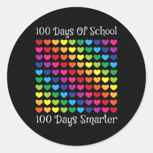Days Of School 100 Days Smarter Heart Love Boy Gir Classic Round Sticker
