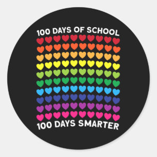 Days Of School 100 Days Smarter Heart Love Boy Gir Classic Round Sticker