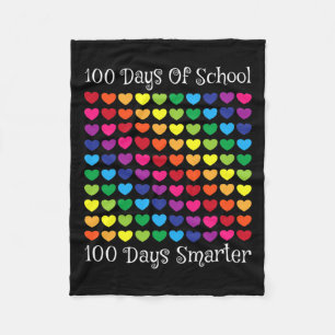 Days Of School 100 Days Smarter Heart Love Boy Gir Fleece Blanket