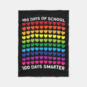 Days Of School 100 Days Smarter Heart Love Boy Gir Fleece Blanket