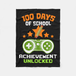 Days Of School Achievement Unlocked Video Gamer Fleece Blanket
