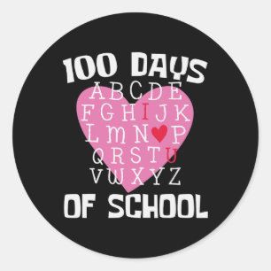 Days Of School Alphabet 100th Day Teacher Student Classic Round Sticker