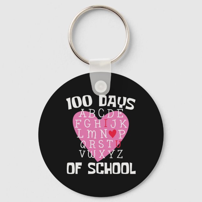 Days Of School Alphabet 100th Day Teacher Student  Key Ring (Front)