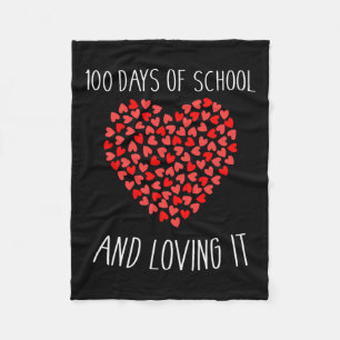 Days Of School And Loving It With Hearts For 100th Fleece Blanket