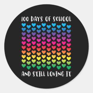 Days Of School And Still Loving It Rainbow Hearts Classic Round Sticker
