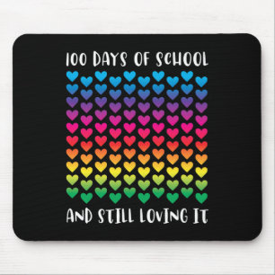 Days Of School And Still Loving It Rainbow Hearts Mouse Pad