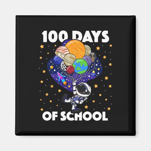 Days Of School Astronaut Space Boys Kids 100th Day Magnet (Front)