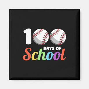 Days Of School Baseball 100th Day Students Boys Gi Magnet