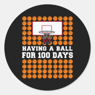 Days Of School Basketball 100th Day Balls Gift For Classic Round Sticker