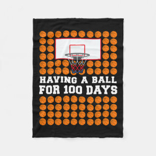 Days Of School Basketball 100th Day Balls Gift For Fleece Blanket