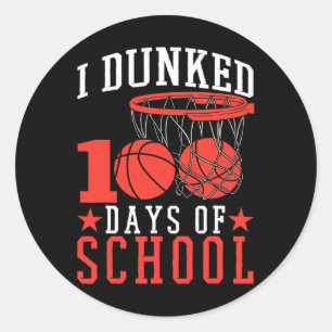 Days Of School Basketball Kids  Classic Round Sticker