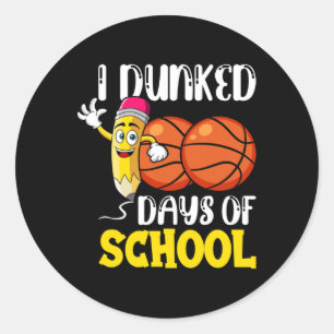 Days Of School Basketball Teacher Student  Classic Round Sticker