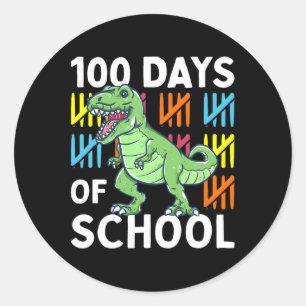 Days Of School Boys Dinosaur 100th Day Dino Classic Round Sticker