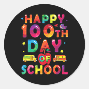 Days Of School Boys Girls Happy 100 Days Of School Classic Round Sticker