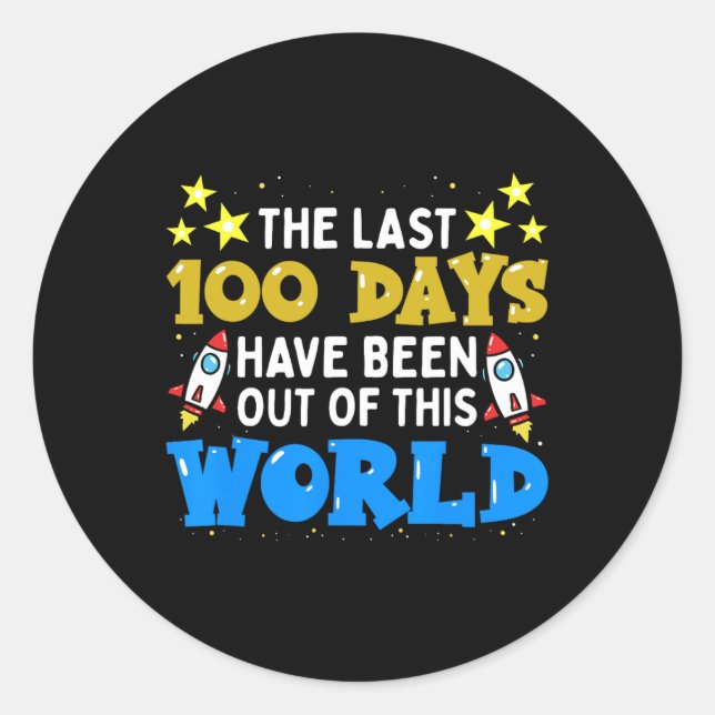 Days Of School Boys Outer Space Astronaut Rocket S Classic Round Sticker (Front)
