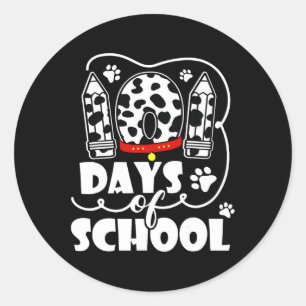 Days Of School Dalmatian Dog 100 Days Smarter Boys Classic Round Sticker