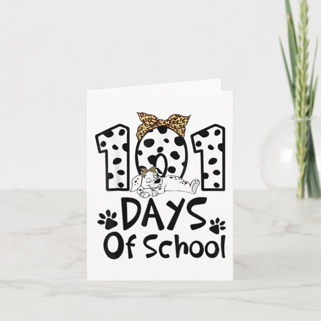 Days Of School Dalmatian Dog Boys Girls 100 Days  Card (Front)