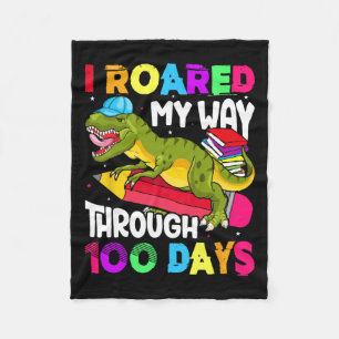 Days Of School Dinosaur-roared Teacher Student  Fleece Blanket