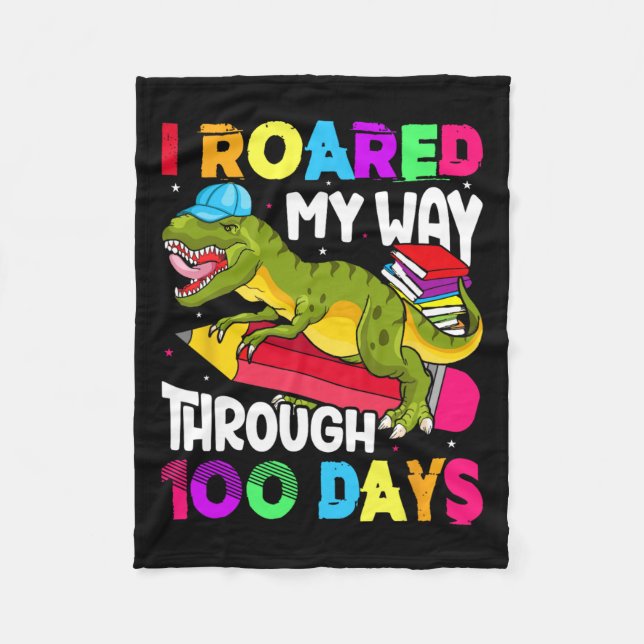 Days Of School Dinosaur-roared Teacher Student  Fleece Blanket (Front)