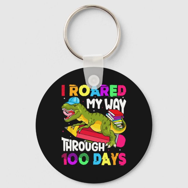 Days Of School Dinosaur-roared Teacher Student  Key Ring (Front)