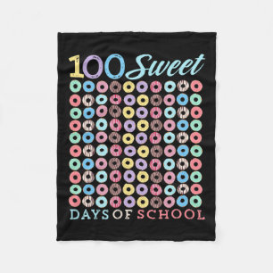 Days Of School Doughnut Cute 100th Day Of School S Fleece Blanket