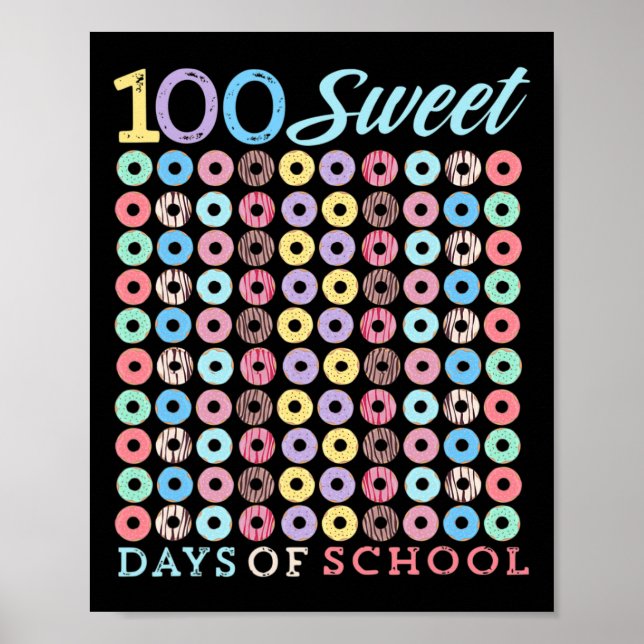 Days Of School Doughnut Cute 100th Day Of School S Poster (Front)