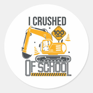Days Of School Excavator Construction 100th Day Bo Classic Round Sticker