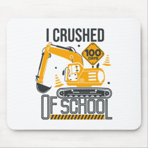 Days Of School Excavator Construction 100th Day Bo Mouse Pad