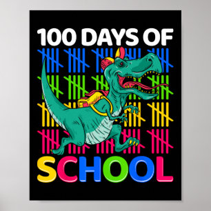Days Of School Fun Dinosaur Teachers Kids Novelty Poster