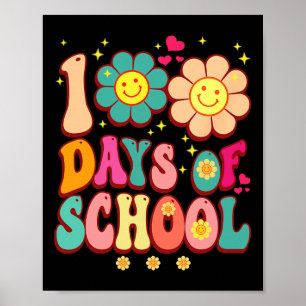 Days Of School Groovy Retro 100th Day Teacher Cute Poster